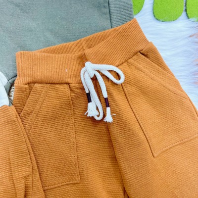 Conj. Casaco Bichinhos da Floresta e Calça de Moletom - Verde e Ferrugem